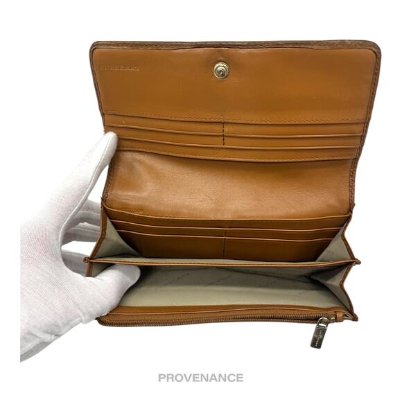 🔴 Burberry Long Snap Wallet - Haymarket Check Brown - Picture 6 of 10